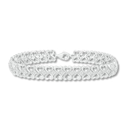 Diamond Heart Tennis Bracelet 1/2 ct tw Sterling Silver 7.25&quot;