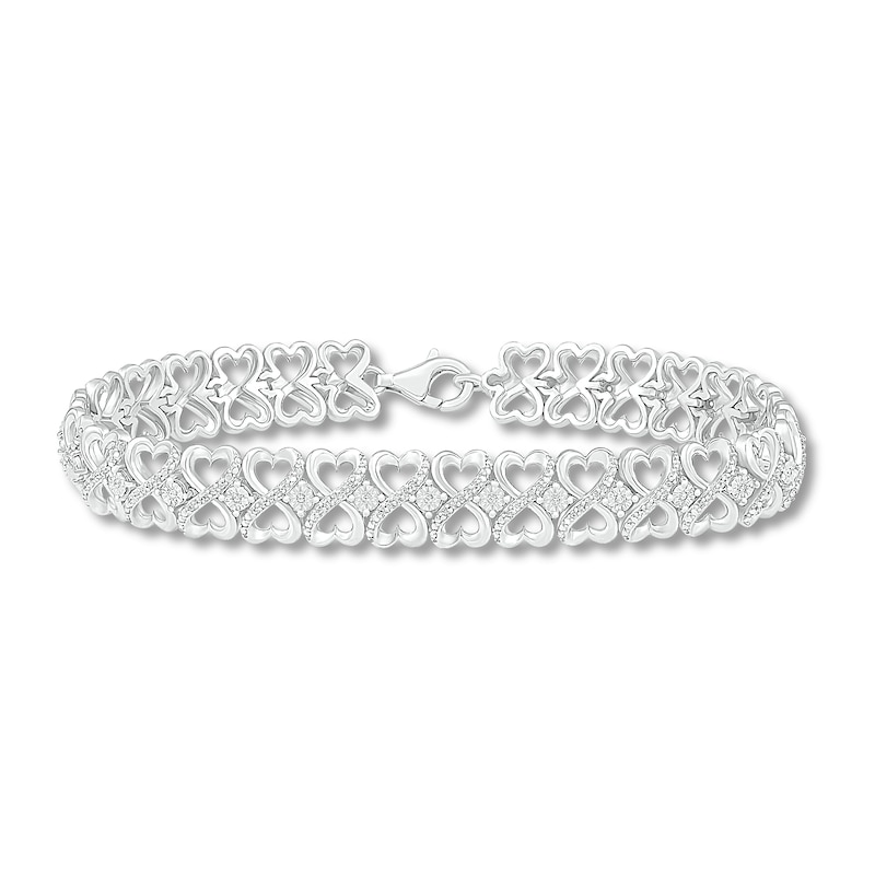 Diamond Heart Tennis Bracelet 1/2 ct tw Sterling Silver 7.25"