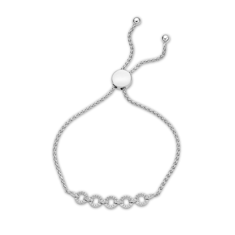 Main Image 1 of Diamond Bolo Bracelet 1/4 ct tw Round-Cut 10K White Gold 9.5"