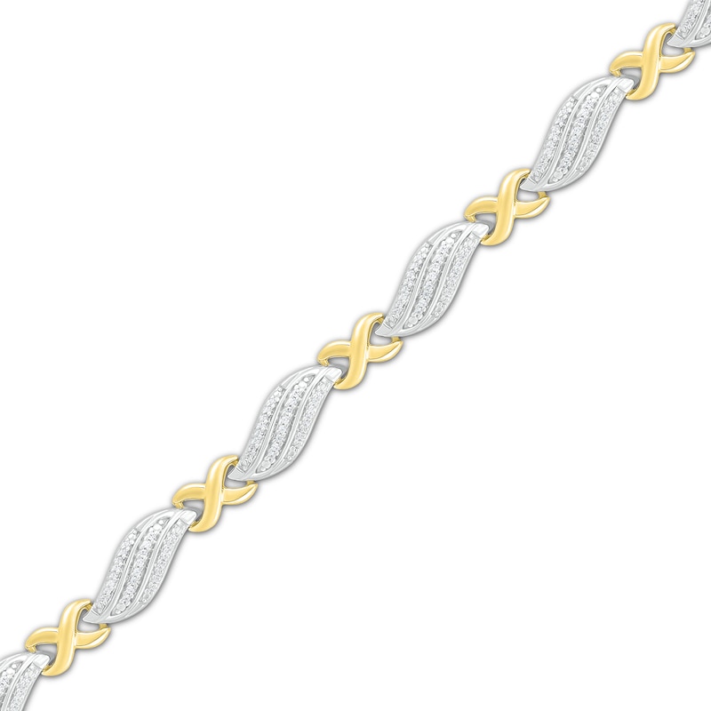 Main Image 1 of Diamond Bracelet 1/2 ct tw Round-Cut 10K Yellow Gold/Sterling Silver 7.5"