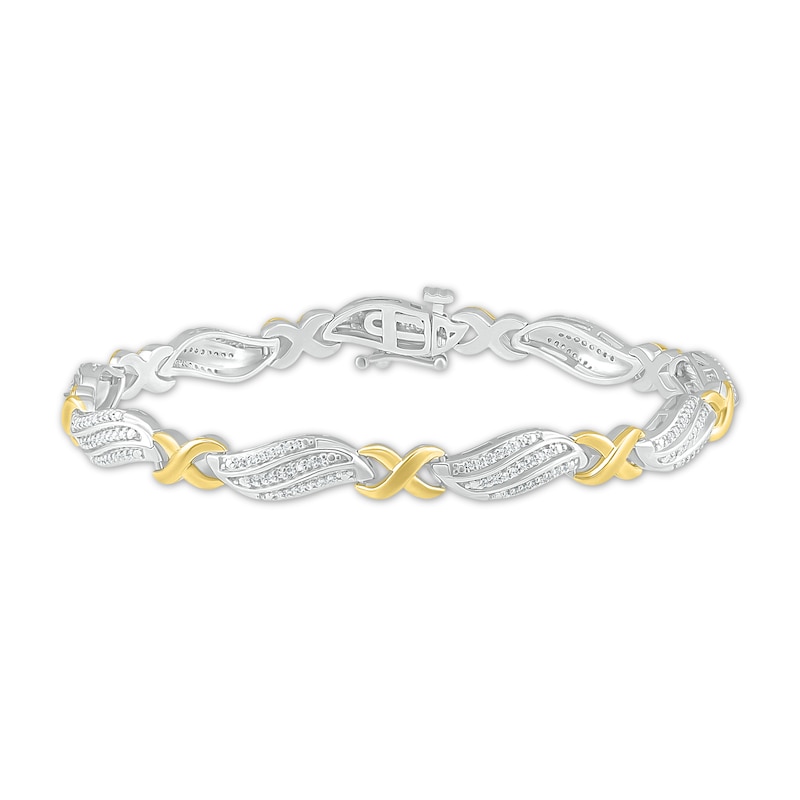 Main Image 2 of Diamond Bracelet 1/2 ct tw Round-Cut 10K Yellow Gold/Sterling Silver 7.5"