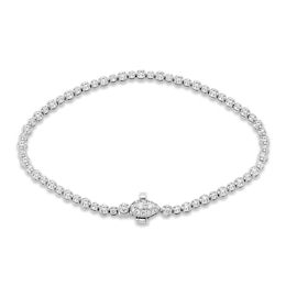 Forever Connected Diamond Bracelet 1 ct tw Pear & Round-cut 10K White Gold 7.25&quot;