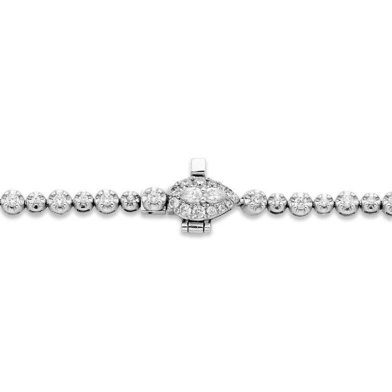 Forever Connected Diamond Bracelet 1 ct tw Pear & Round-cut 10K White Gold 7.25"