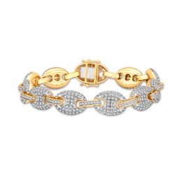 Men's Diamond Bracelet 5-5/8 ct tw Round-cut 10K Yellow Gold 8&quot;
