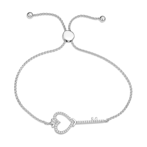 Diamond Key Bolo Bracelet 1/5 ct tw Round-cut Sterling Silver 9.5"