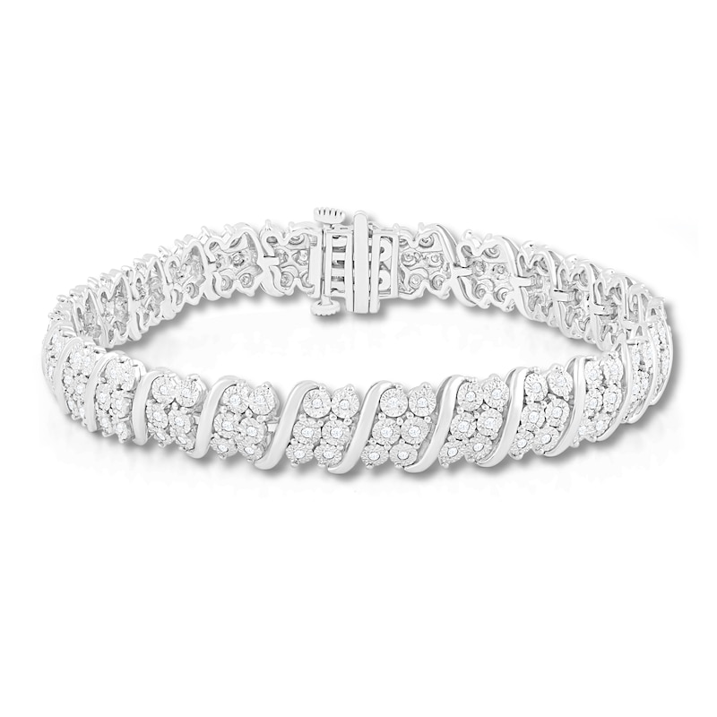 Main Image 1 of Diamond Tennis Bracelet 1 ct tw Round-cut Sterling Silver 7.25"
