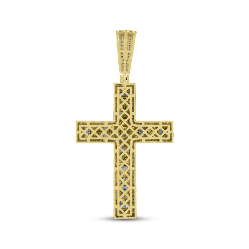 Men's Diamond Cross Pendant 1-1/2 ct tw Round & Baguette 10K Yellow Gold