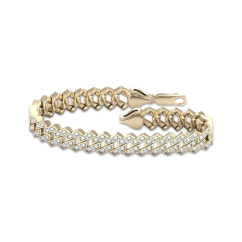 Men's Cuban Link Bracelet 1 ct tw 10K Yellow Gold 8.5"