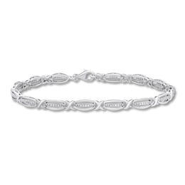 Diamond Bracelet 1/4 ct tw Round-cut Sterling Silver 7.5&quot;