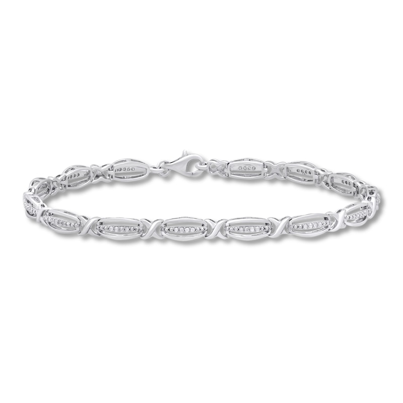 Diamond Bracelet 1/4 ct tw Round-cut Sterling Silver 7.5"