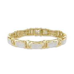 Men's Diamond Link Bracelet 1-7/8 ct tw Round-cut 10K Yellow Gold 8.5&quot;