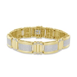 Men's Diamond Link Bracelet 2 ct tw Round-cut 10K Yellow Gold 8.5&quot;