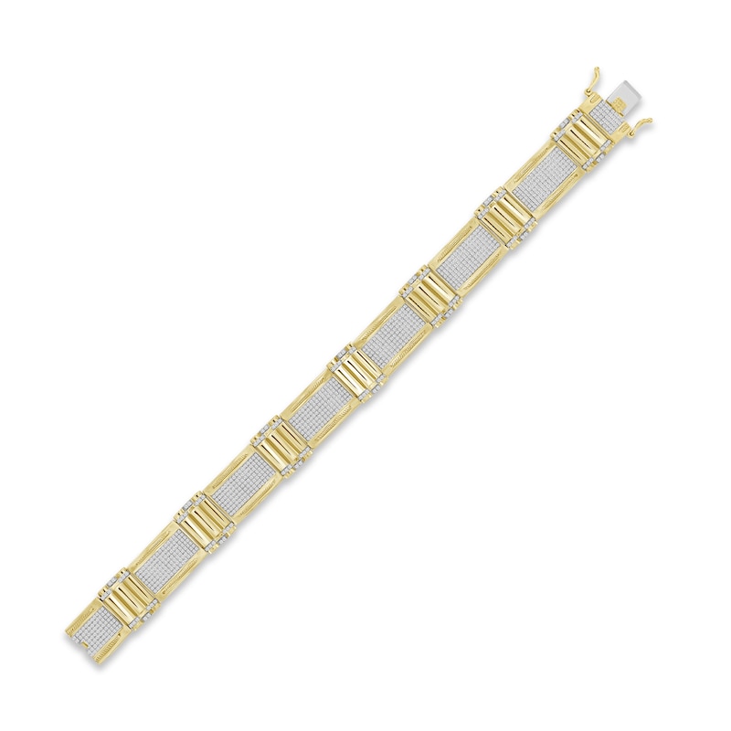 Men's Diamond Link Bracelet 2 ct tw Round-cut 10K Yellow Gold 8.5"