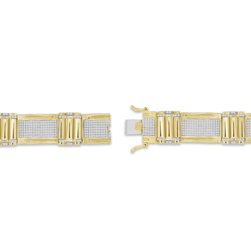 Men's Diamond Link Bracelet 2 ct tw Round-cut 10K Yellow Gold 8.5"