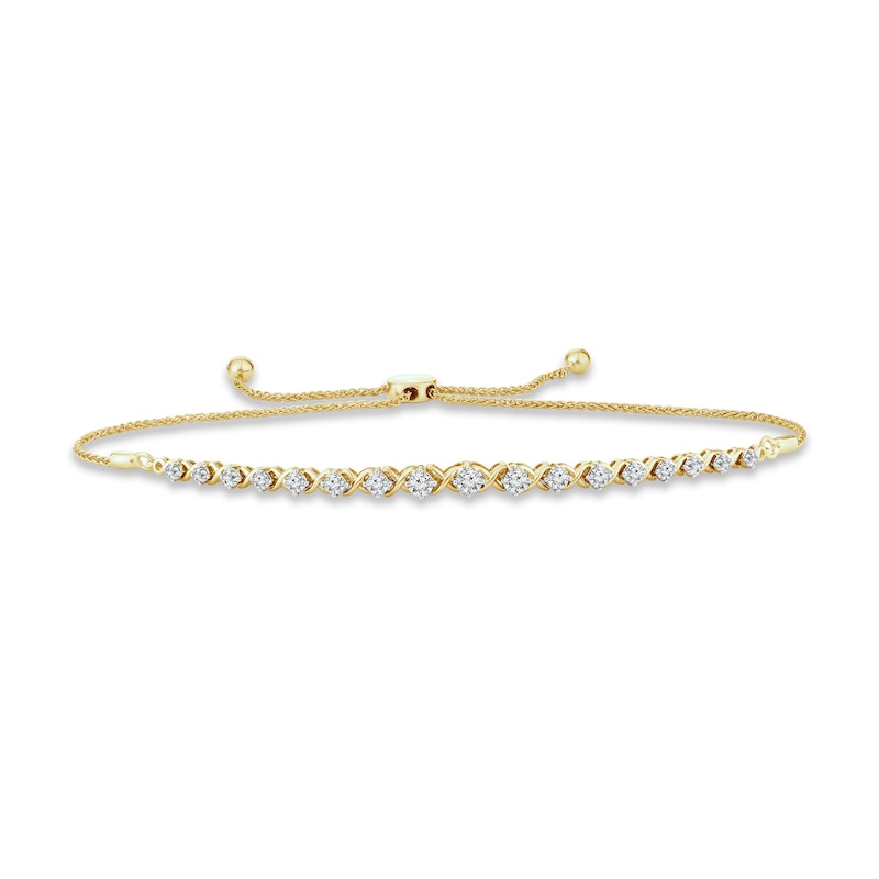 Diamond Letter E Bracelet 1/10 ct tw Round 10K Yellow Gold