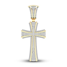 Men's Diamond Cross Charm 1/2 ct tw Round-cut 10K Yellow Gold