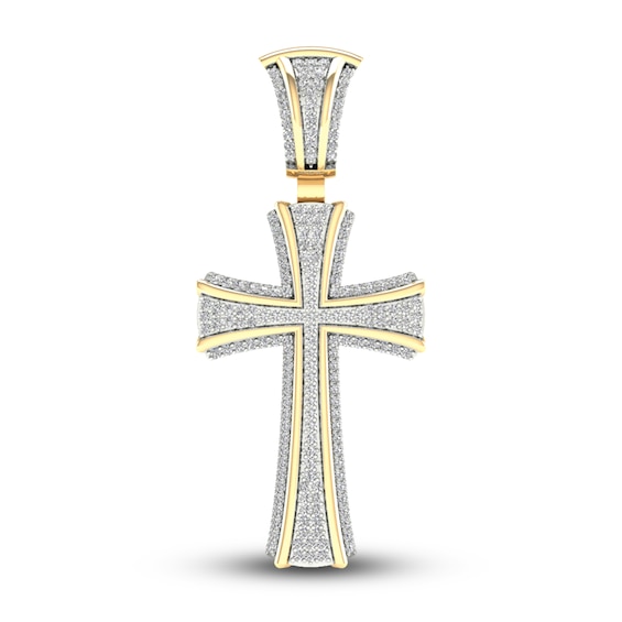 Men's Diamond Cross Charm 1/2 ct tw Round-cut 10K Yellow Gold