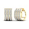 Men's Diamond Huggie Hoop Earrings 1 ct tw Round-cut 10K Yellow Gold