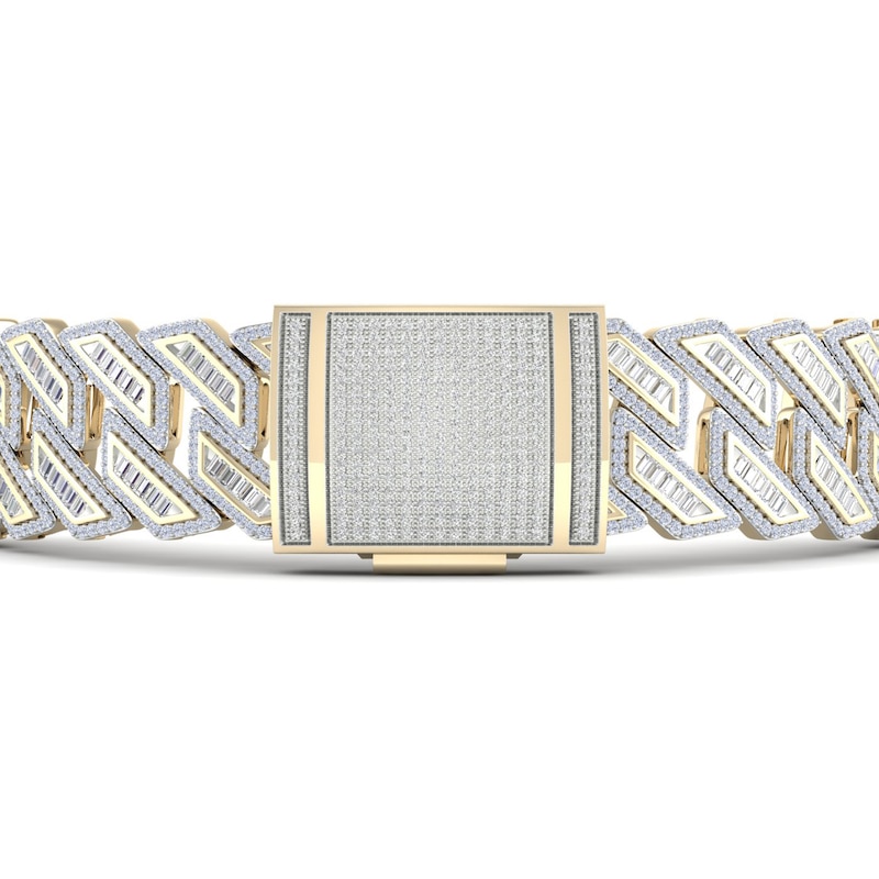 Kay Outlet Men's Diamond Cuban Link Bracelet 1 ct tw Round-cut 10K Yellow Gold 8.5