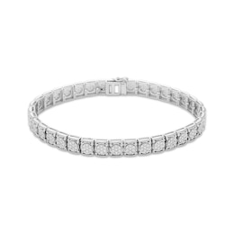 Men's Diamond Bracelet 1-1/3 ct tw Round-cut 10K White Gold 8.5&quot;