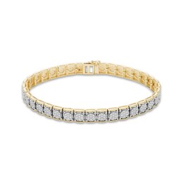 Men's Diamond Large Tennis Bracelet 2 ct tw Round-cut 10K Yellow Gold 8.5&quot;