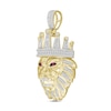 Thumbnail Image 1 of Men's Diamond & Lab-Created Ruby Pendant 1-1/2 ct tw Round & Baguette-cut 10K Yellow Gold