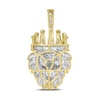 Thumbnail Image 3 of Men's Diamond & Lab-Created Ruby Pendant 1-1/2 ct tw Round & Baguette-cut 10K Yellow Gold