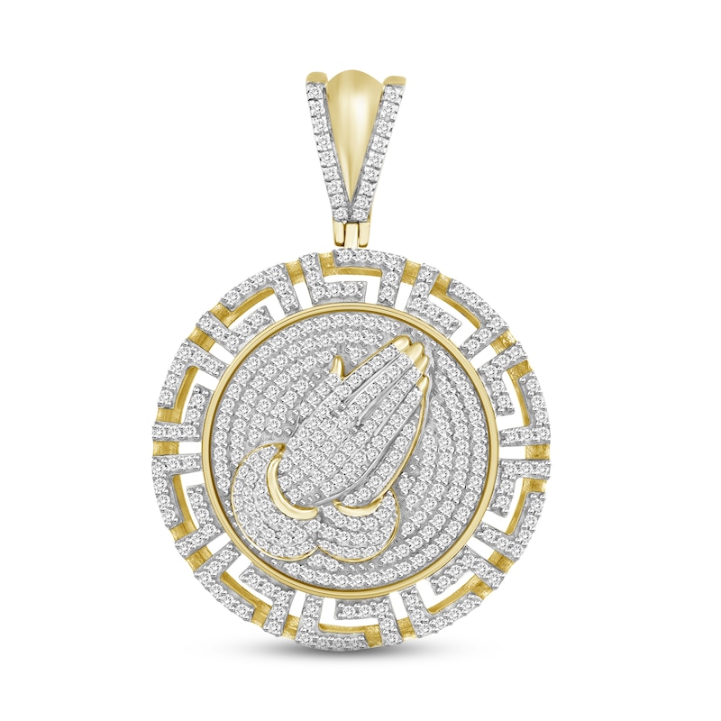 Main Image 1 of Men's Diamond Praying Hands Pendant 1 ct tw Round 10K Yellow Gold