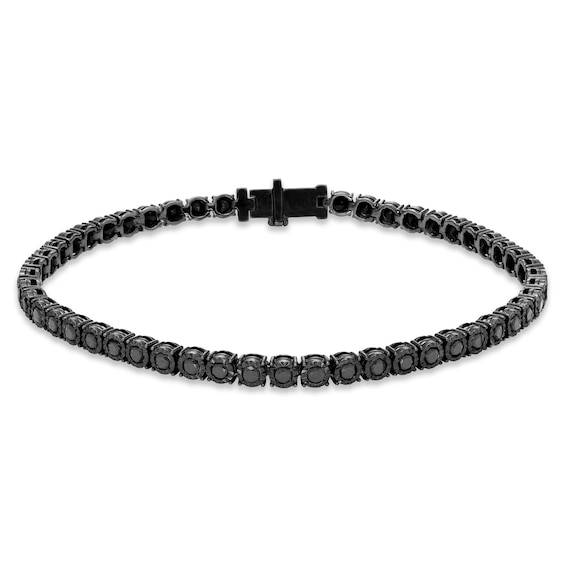 Men's Black Diamond Bracelet 4 ct tw Round-cut Sterling Silver 8.5"