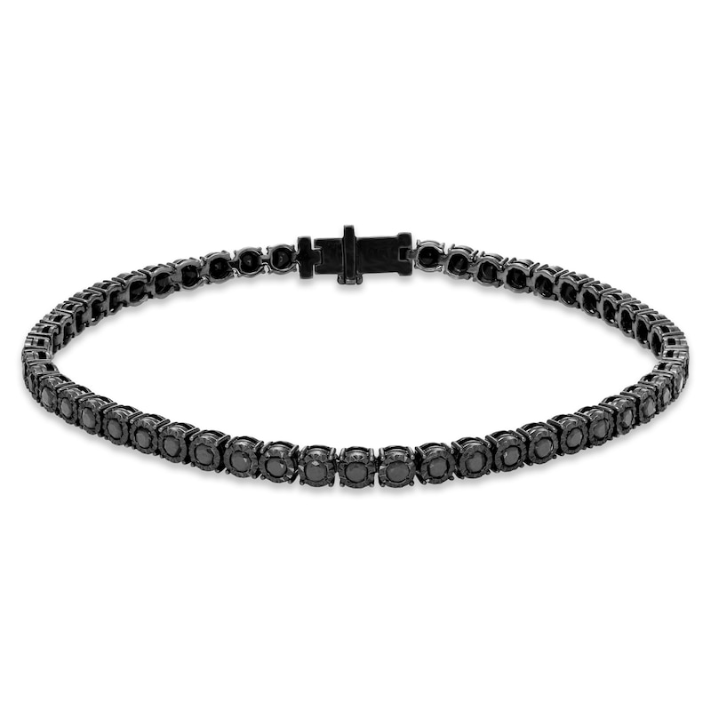 Men's Black Diamond Bracelet 4 ct tw Round-cut Sterling Silver 8.5 ...