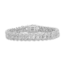 Men's Diamond Angle Curb Bracelet 3 ct tw Round-cut 10K White Gold 8.5"