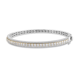 Diamond Bangle Bracelet 3 ct tw Round-cut 10K Two-Tone Gold 7.5&quot;