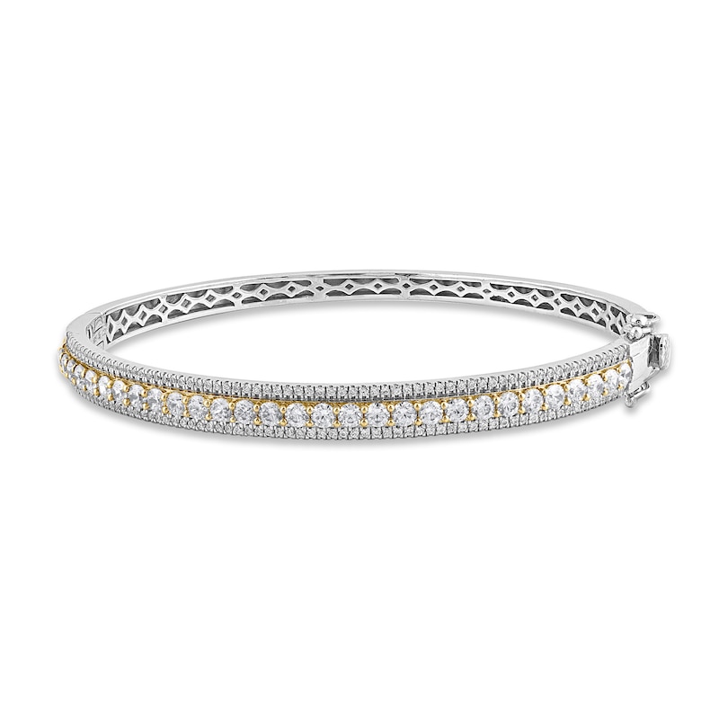 Diamond Bangle Bracelet 3 ct tw Round-cut 10K Two-Tone Gold 7.5"