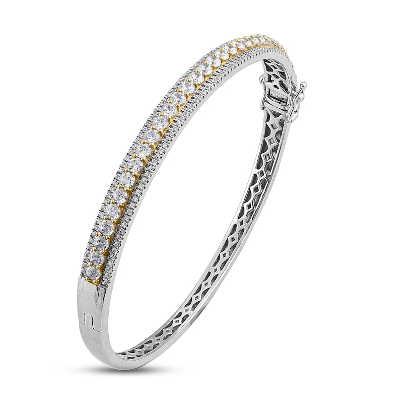 Diamond Bangle Bracelet 3 ct tw Round-cut 10K Two-Tone Gold 7.5"