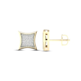 Men's Diamond Square Earrings 1/10 ct tw Round-cut 10K Yellow Gold