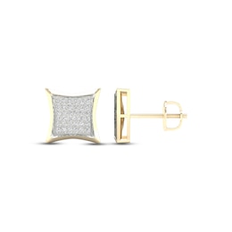 Men's Diamond Square Earrings 1/5 ct tw Round-cut 10K Yellow Gold
