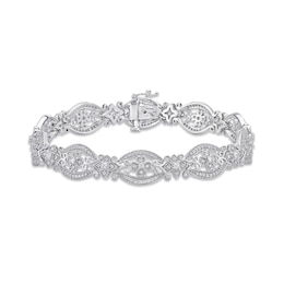 Diamond Filigree Bracelet 1-1/2 ct tw Round-cut Sterling Silver 7.25"