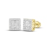 Thumbnail Image 1 of Men's Diamond Square Earrings 1/2 ct tw Baguette & Round-cut 10K Yellow Gold