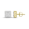 Thumbnail Image 2 of Men's Diamond Square Earrings 1/2 ct tw Baguette & Round-cut 10K Yellow Gold