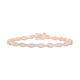 Diamond Milgrain Bracelet 3/8 ct tw Round-cut 10K Rose Gold 7"
