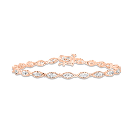 Diamond Milgrain Bracelet 3/8 ct tw Round-cut 10K Rose Gold 7"