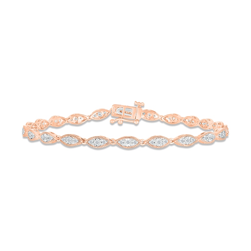 Main Image 1 of Diamond Milgrain Bracelet 3/8 ct tw Round-cut 10K Rose Gold 7"