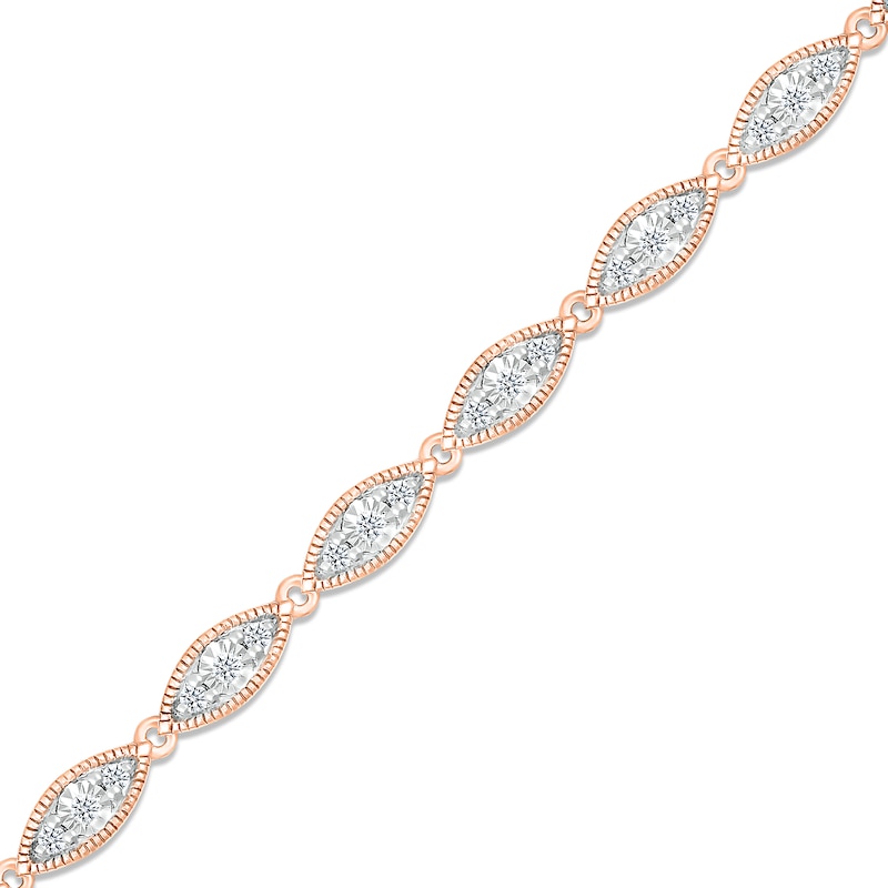 Main Image 2 of Diamond Milgrain Bracelet 3/8 ct tw Round-cut 10K Rose Gold 7"