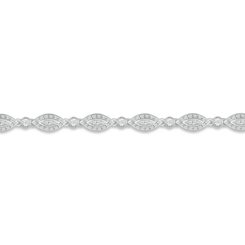Main Image 2 of Diamond Marquise Line Bracelet 1/2 ct tw Round-cut 10K White Gold 7.25"