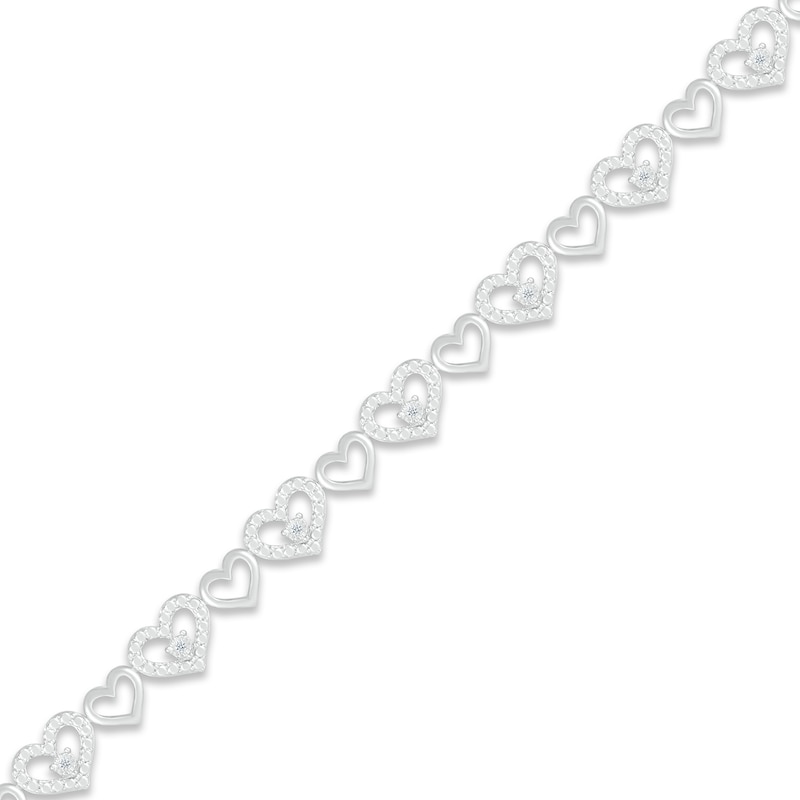 Main Image 2 of Diamond Heart Bracelet 1/10 ct tw Round-cut Sterling Silver 7.25"