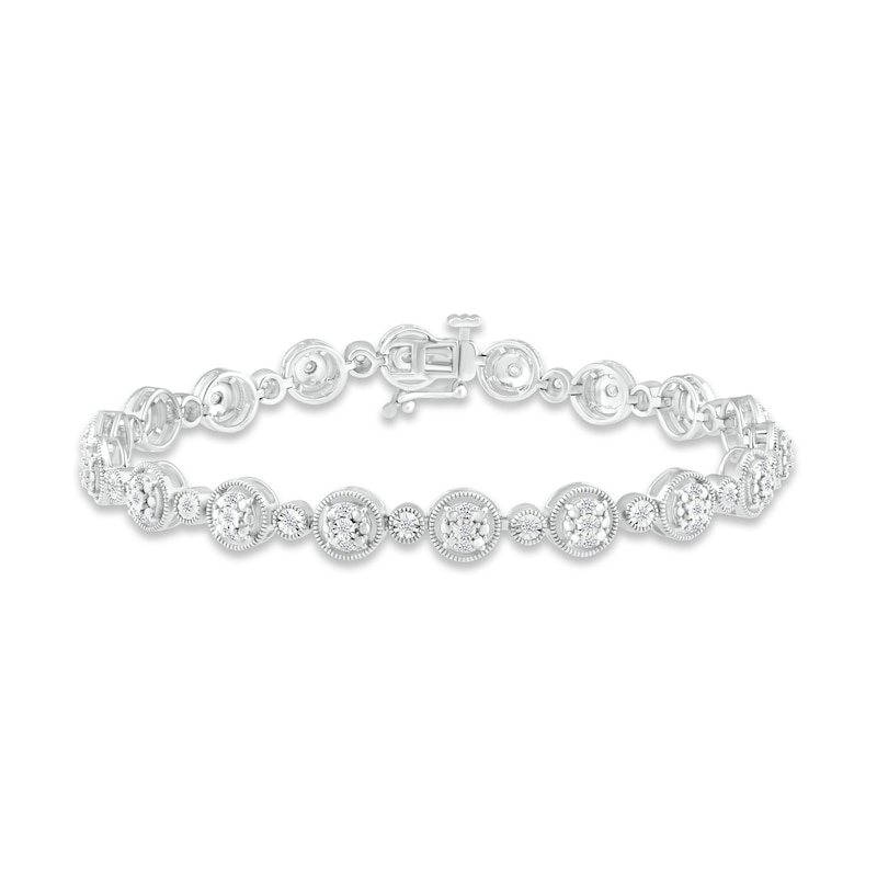 Main Image 1 of Multi-Diamond Tennis Bracelet 1/2 ct tw Round-cut Sterling Silver 7"