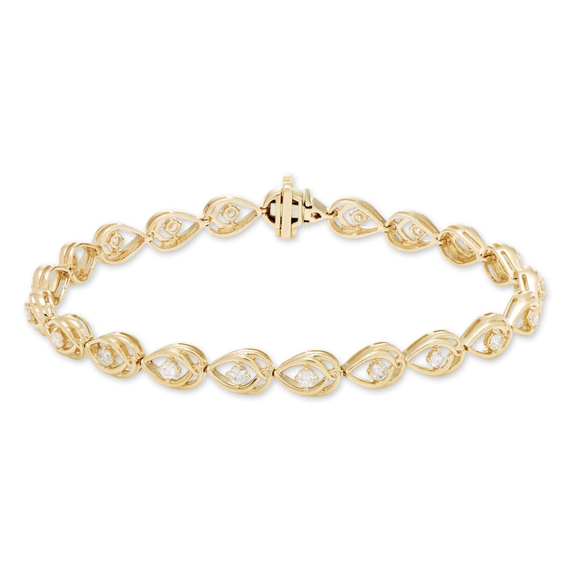Main Image 1 of Love Entwined Diamond Bracelet 1 ct tw Round-cut 10K Yellow Gold 7"