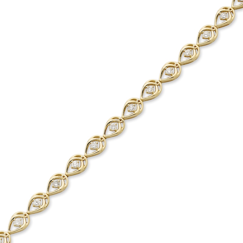 Main Image 2 of Love Entwined Diamond Bracelet 1 ct tw Round-cut 10K Yellow Gold 7"