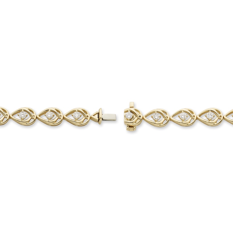 Main Image 3 of Love Entwined Diamond Bracelet 1 ct tw Round-cut 10K Yellow Gold 7"