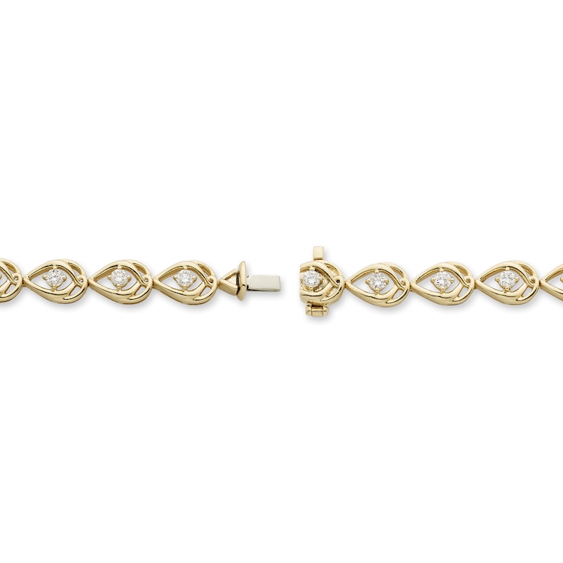 Love Entwined Diamond Bracelet 1 ct tw Round-cut 10K Yellow Gold 7"